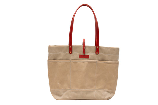 Beach Tote - Natural & Red